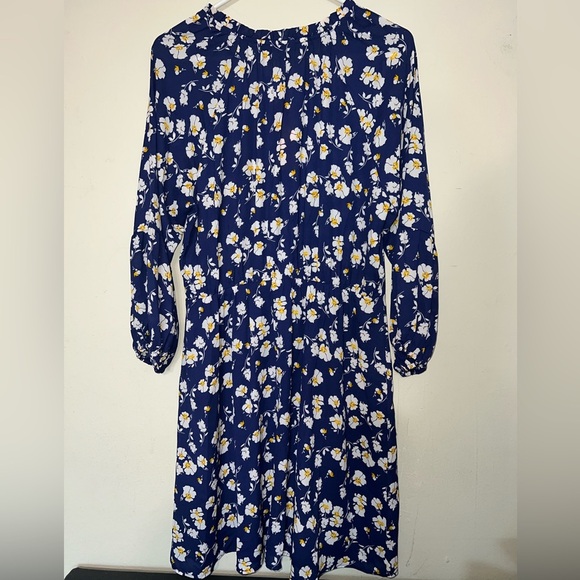 NWT Collective Concepts Blue Floral Quarter Peasant Sleeve Midi Dress Sz Large - Picture 6 of 7